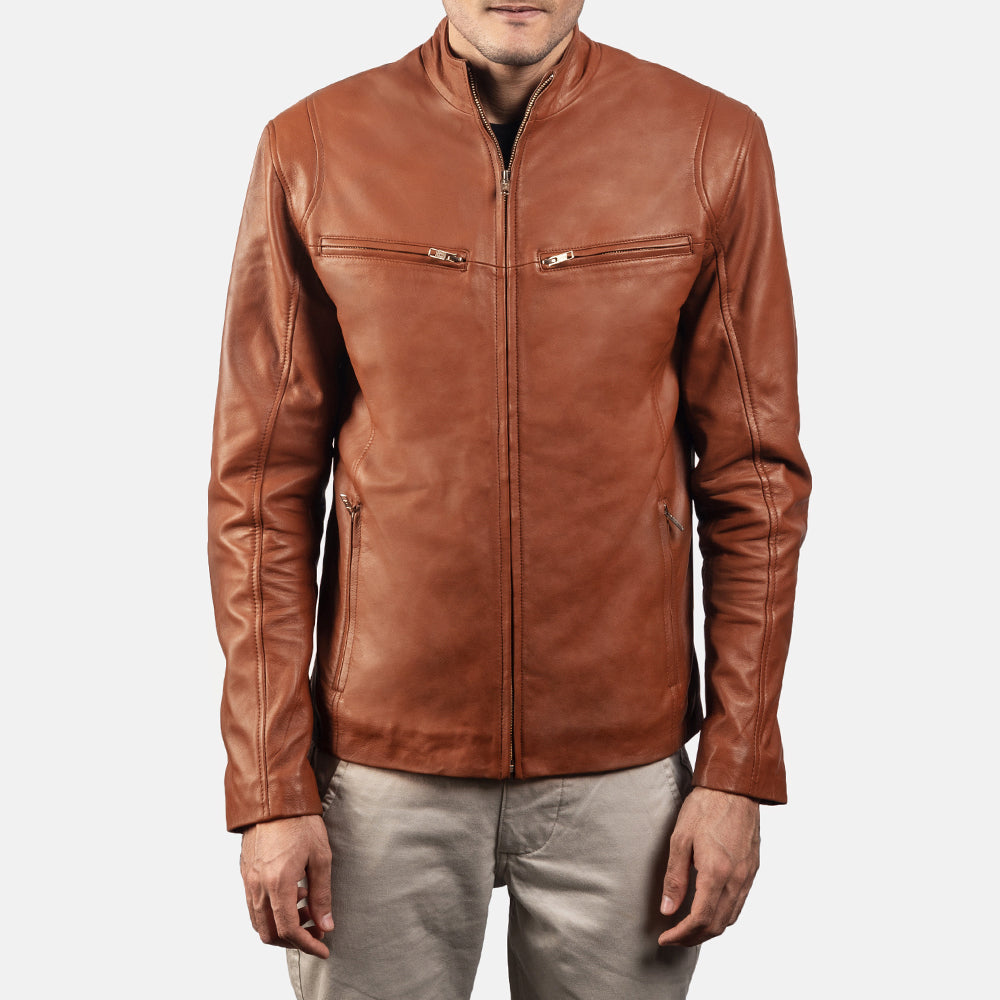 Sowachi [FS] Ionic Brown Leather Biker Jacket