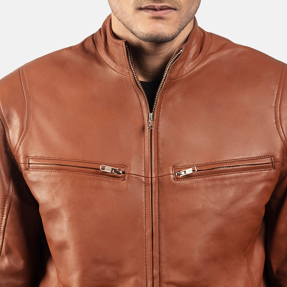 Sowachi [FS] Ionic Brown Leather Biker Jacket