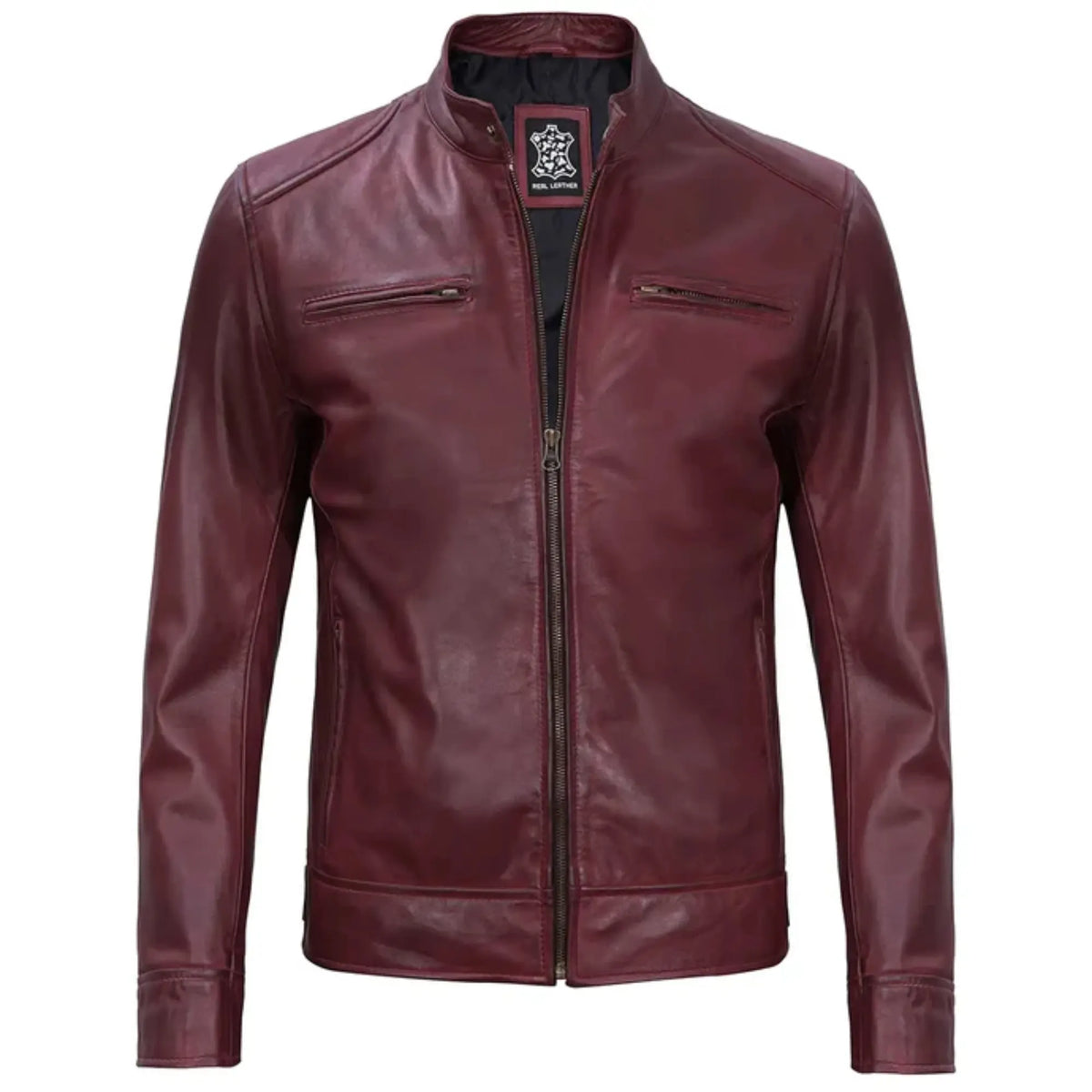 Sowachi Urvian - Men's Cafe Racer Style Maroon Leather Jacket