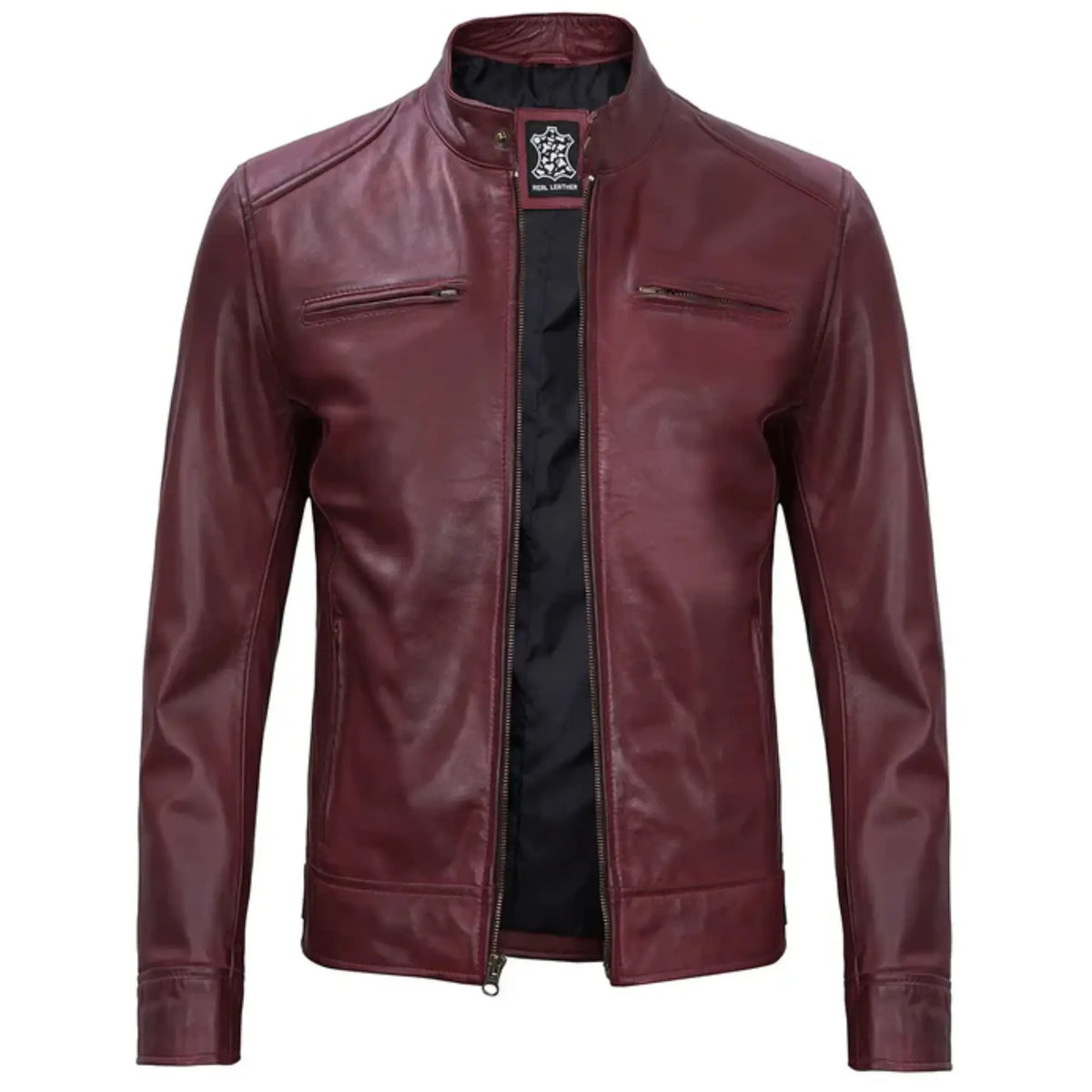 Sowachi Urvian - Men's Cafe Racer Style Maroon Leather Jacket