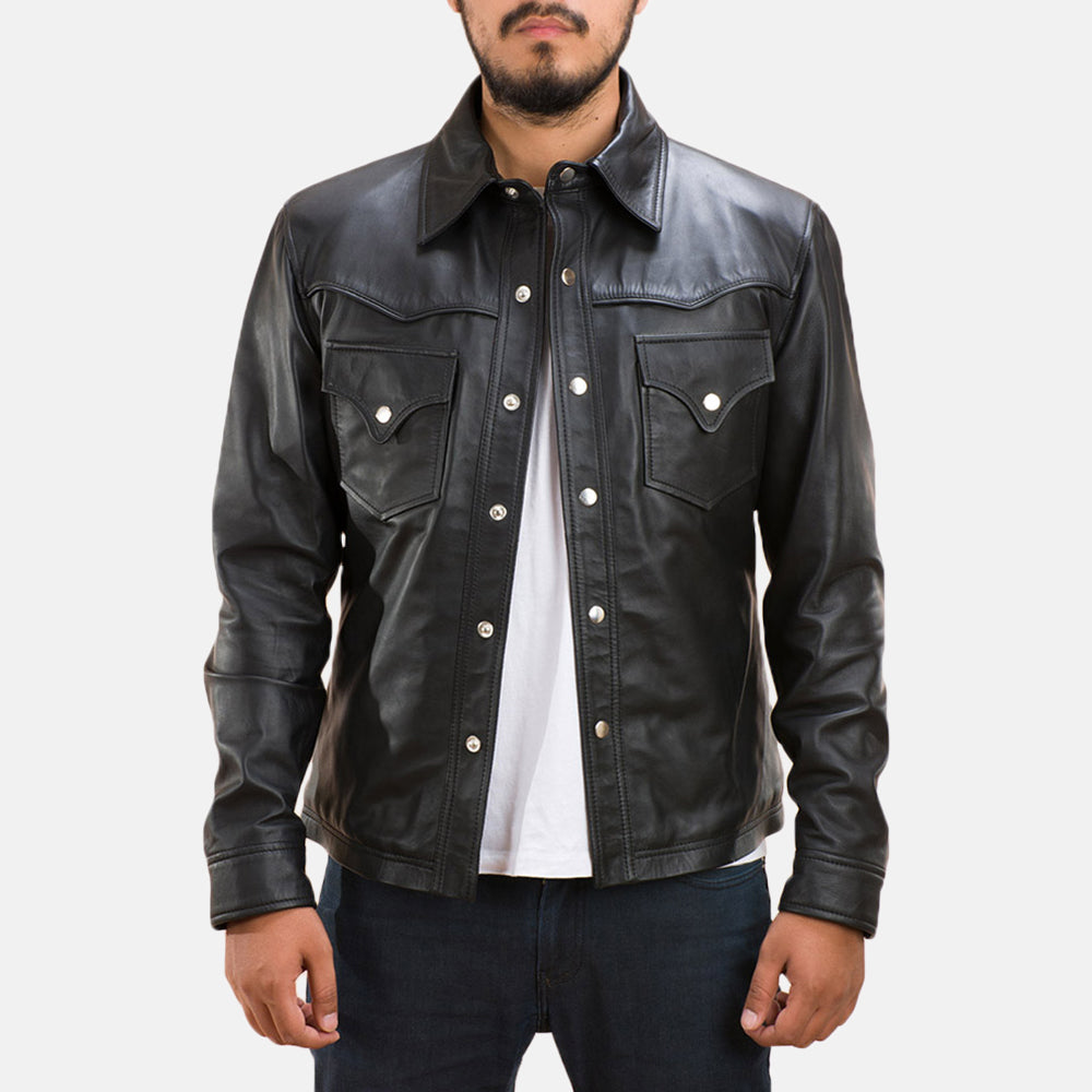 Sowachi Ranchson Black Leather Shirt