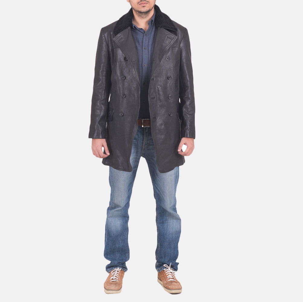 Sowachi Pierce Shearling Black Leather Jacket