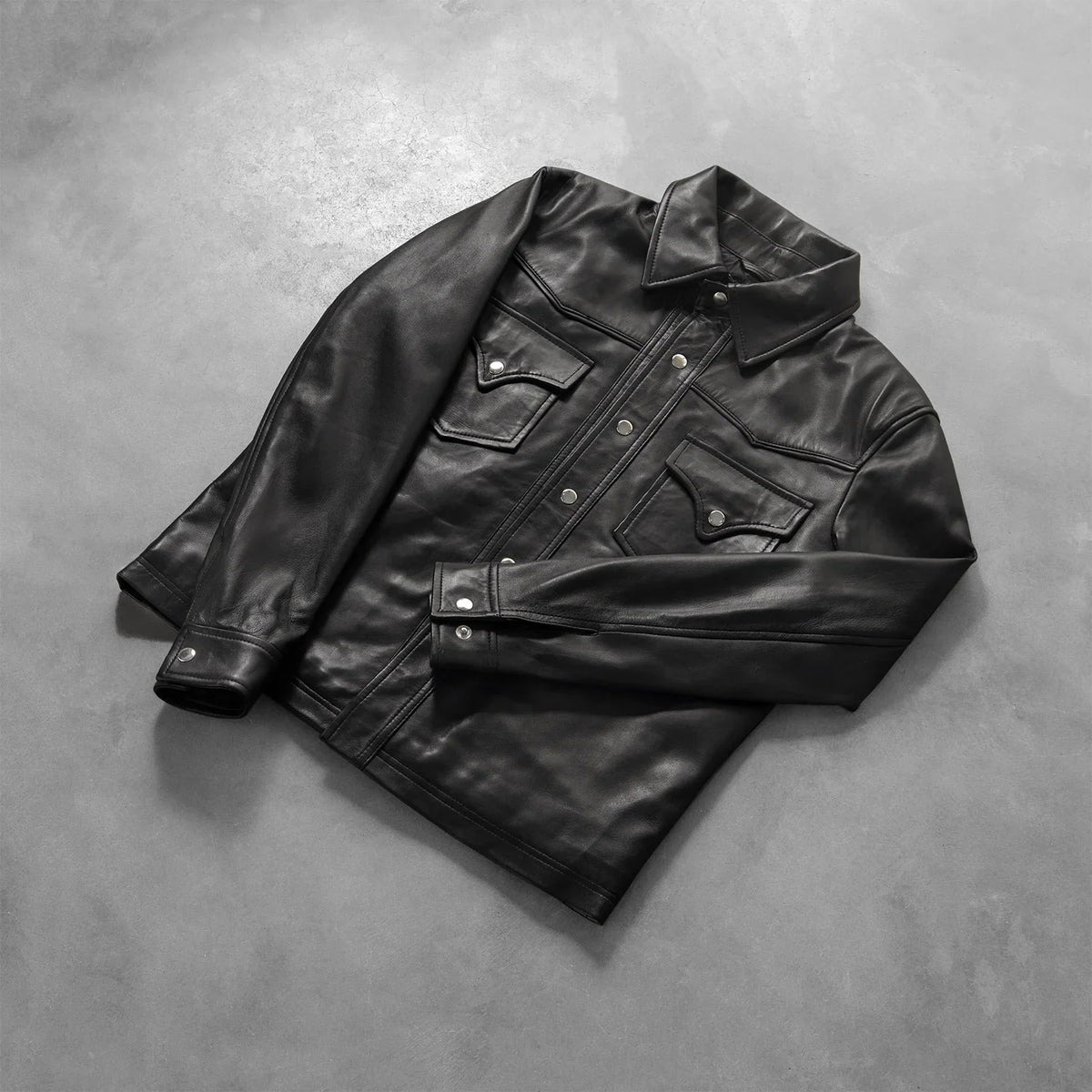 Sowachi Ranchson Black Leather Shirt