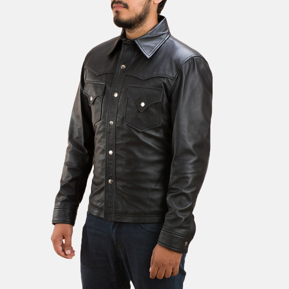 Sowachi Ranchson Black Leather Shirt