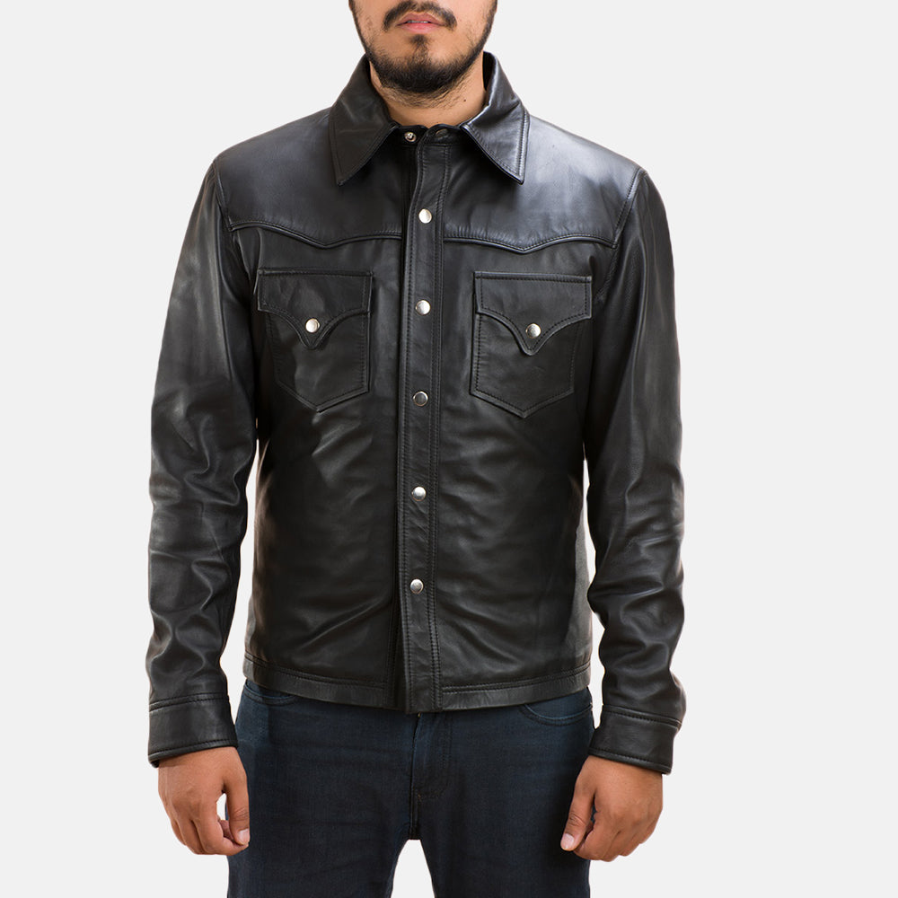 Sowachi Ranchson Black Leather Shirt