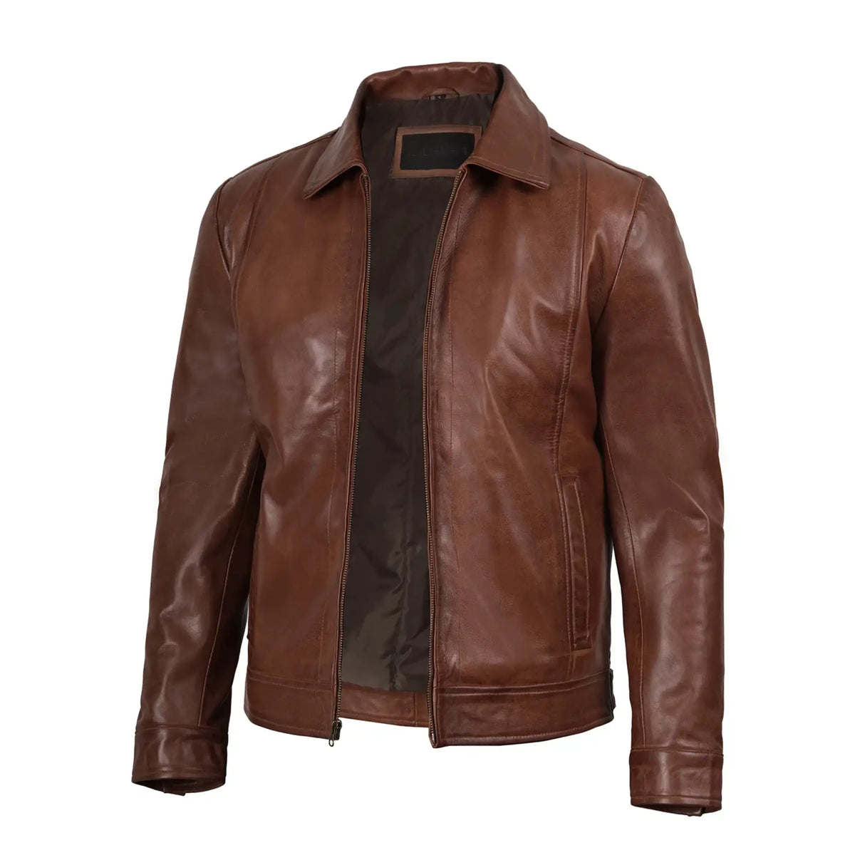 Sowachi Men's Brown Harrington Leather Jacket