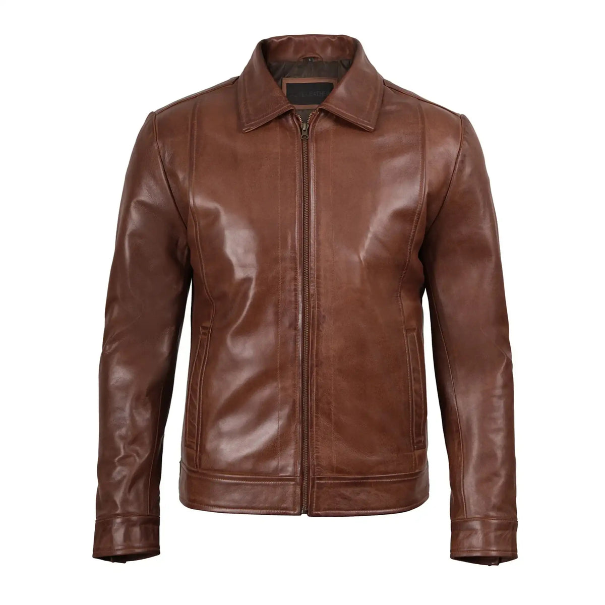 Sowachi Men's Brown Harrington Leather Jacket