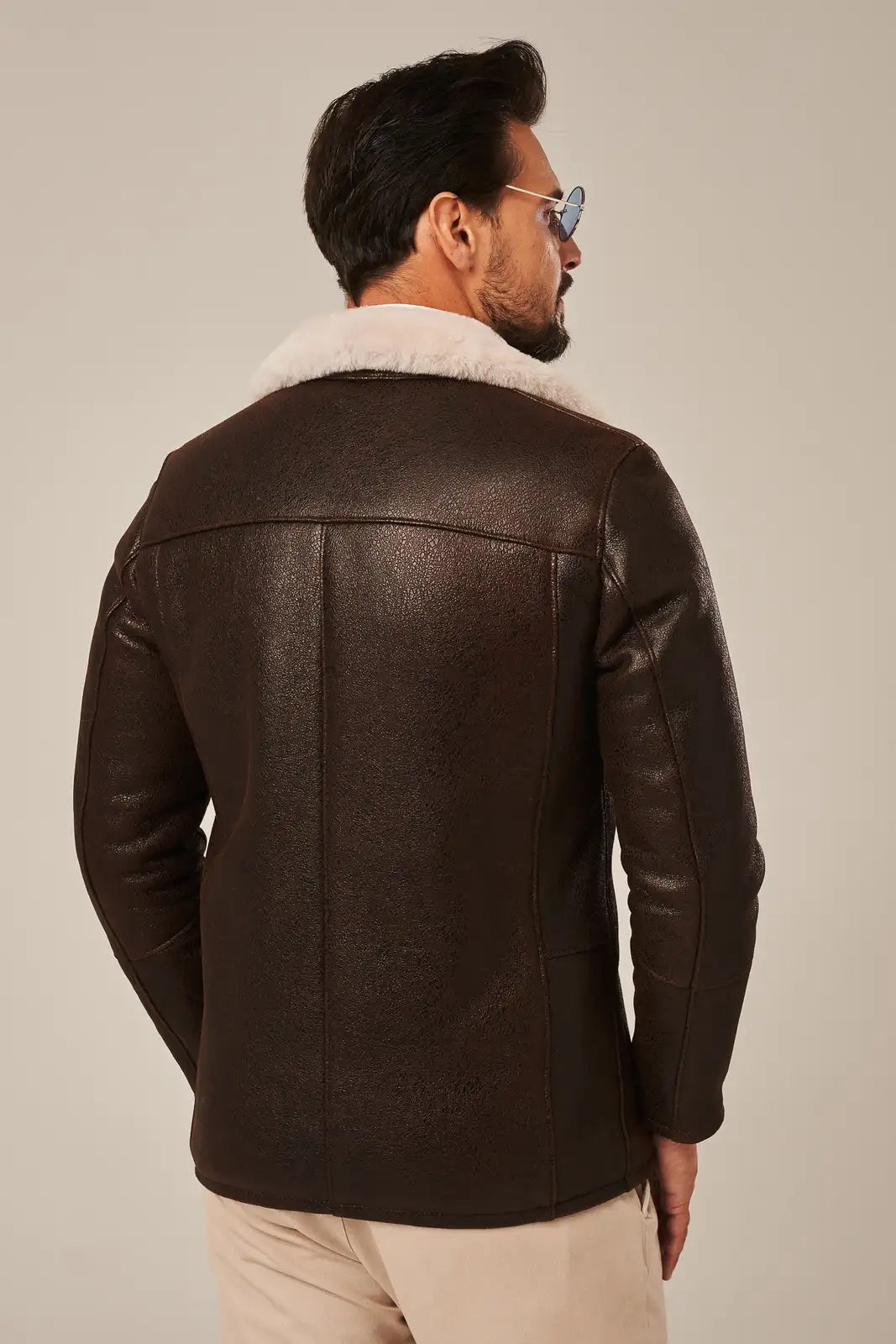 Sowachi B2 Brown Men's Sheepskin Leather Shearling Jacket