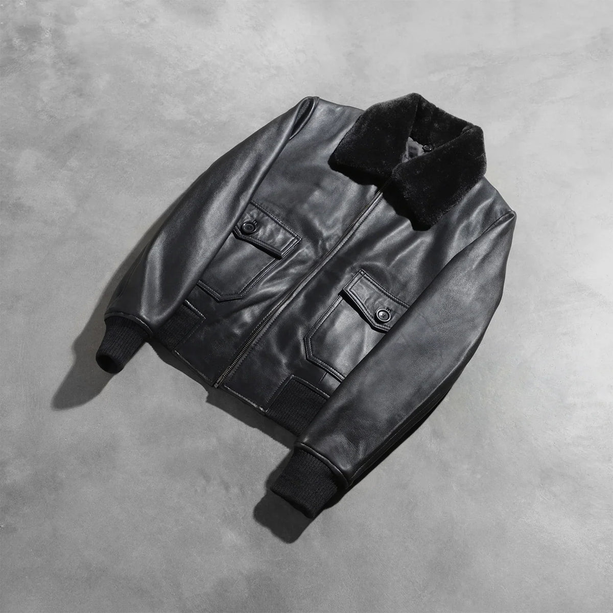 Sowachi Stella G-1 Black Leather Bomber Jacket