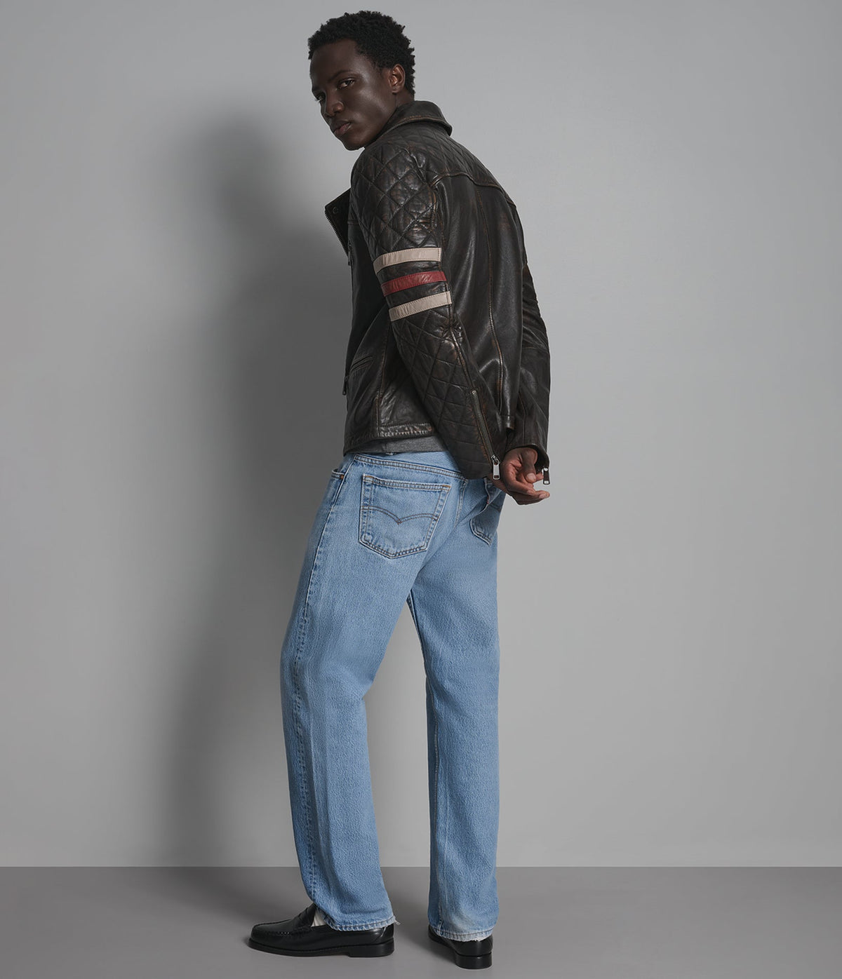 Colton Vintage Striped Moto Jacket