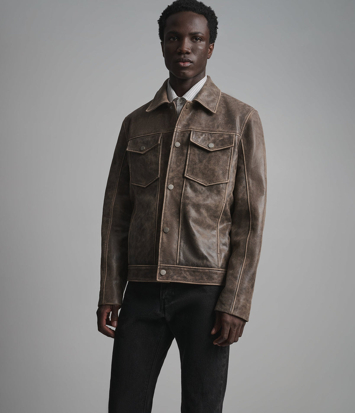 Jonah Vintage Leather Shirt Jacket