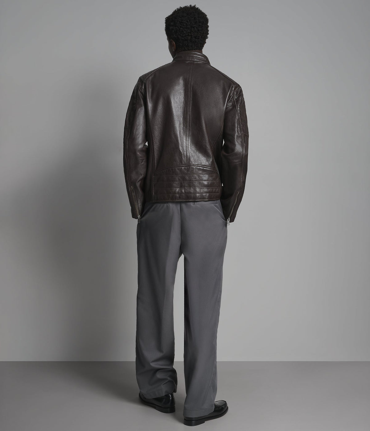Lance Collarless Leather Moto Jacket