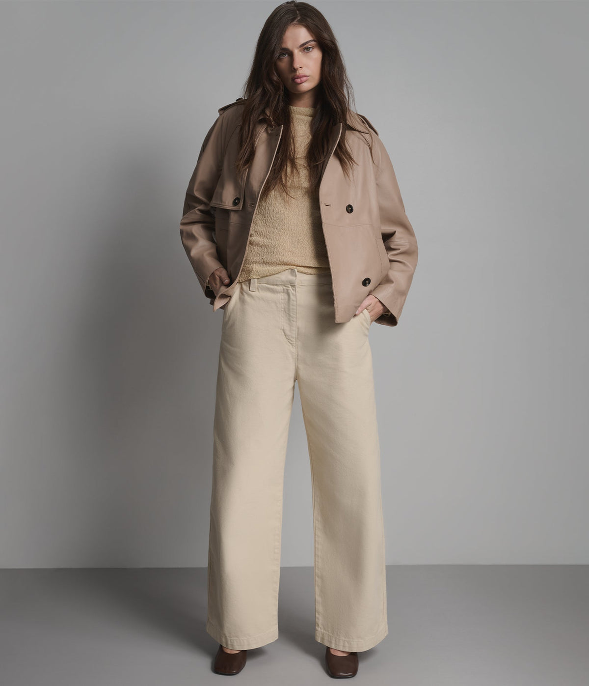 Teagan Double-breasted Short Trench Jacket
