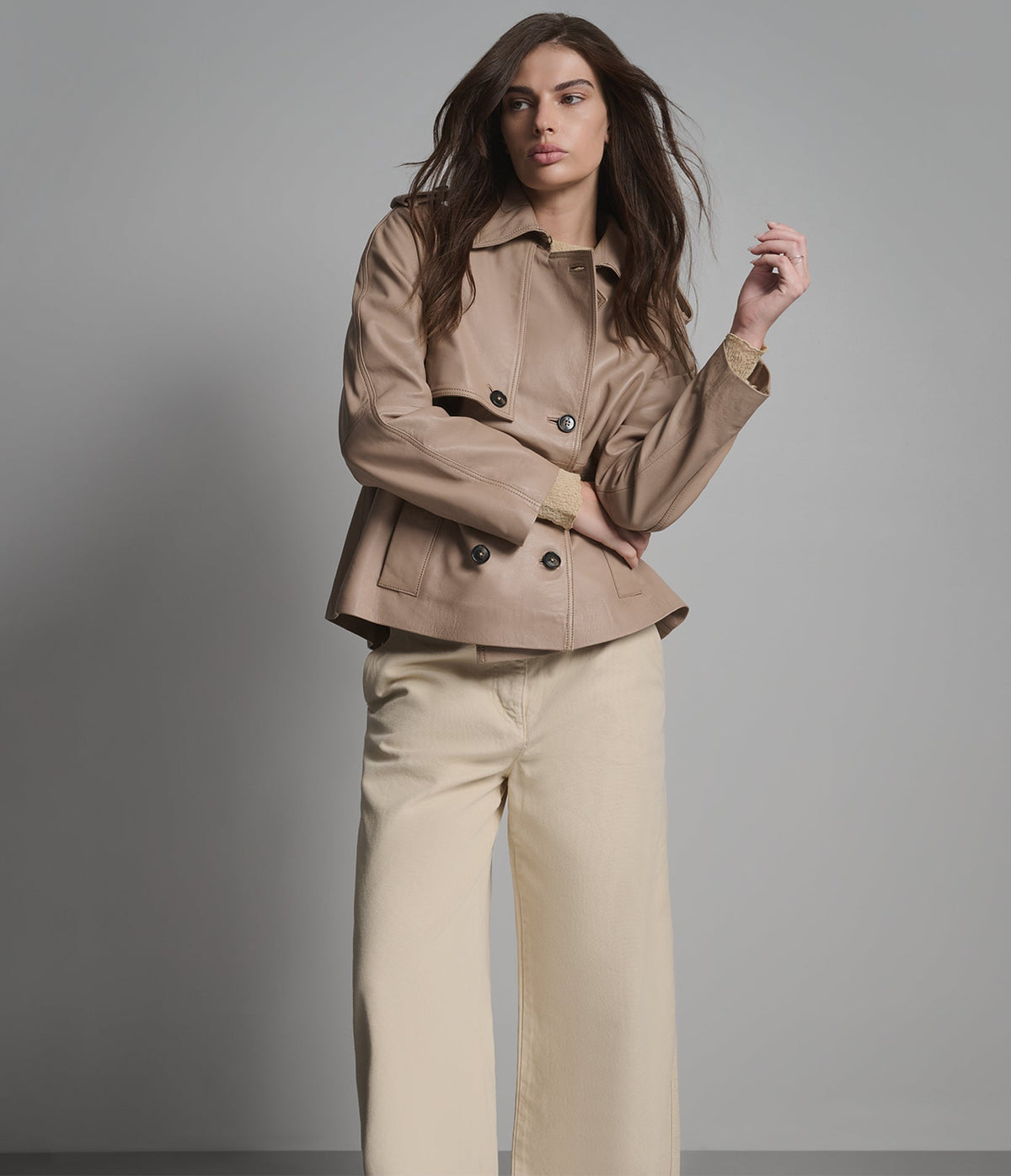 Teagan Double-breasted Short Trench Jacket