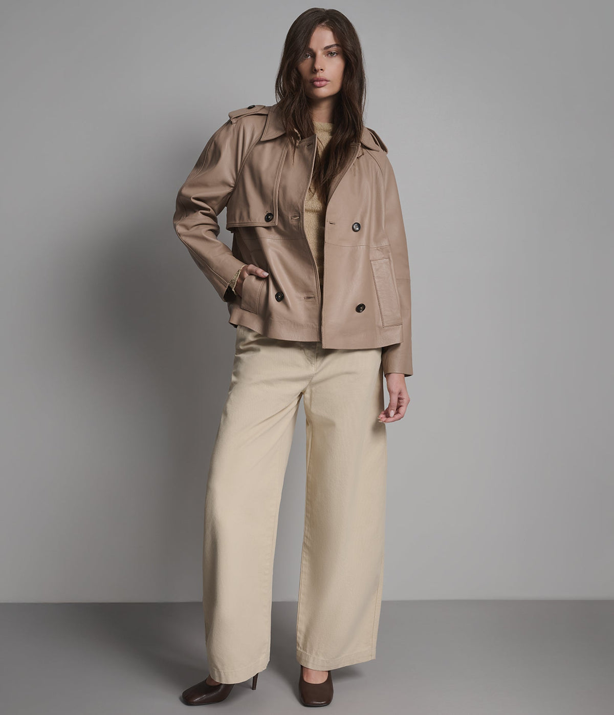 Teagan Double-breasted Short Trench Jacket