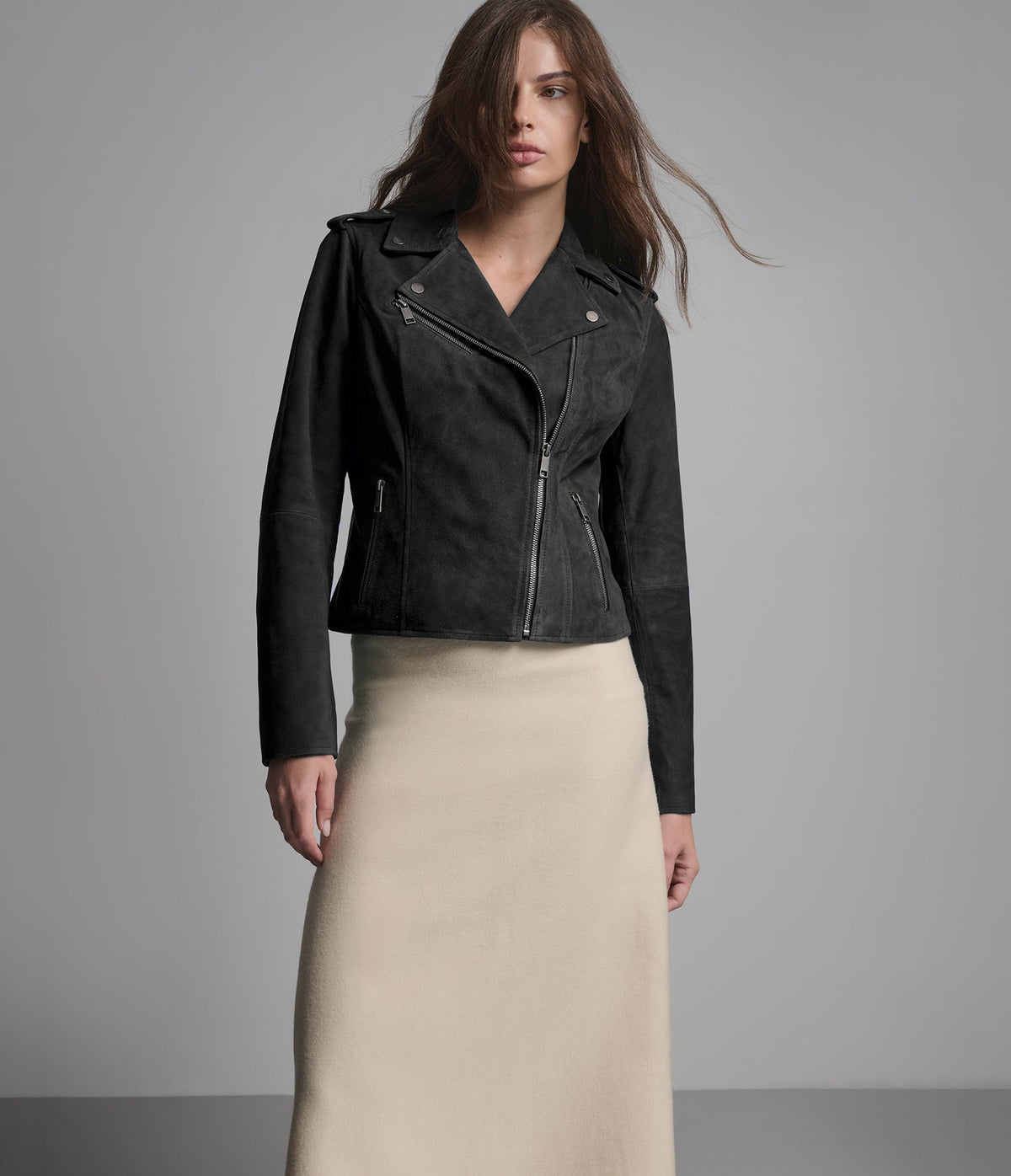 Madeline Suede Quilted Moto Jacket