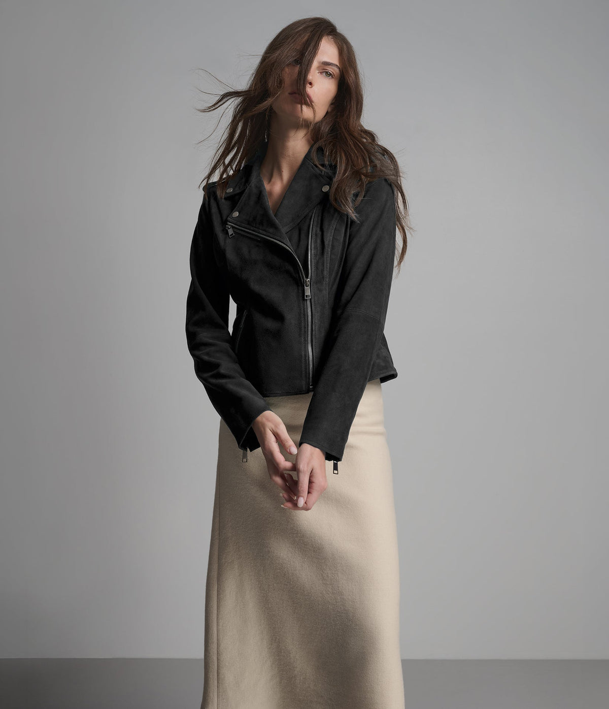 Madeline Suede Quilted Moto Jacket