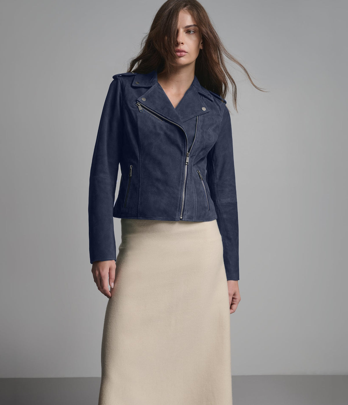 Madeline Suede Quilted Moto Jacket