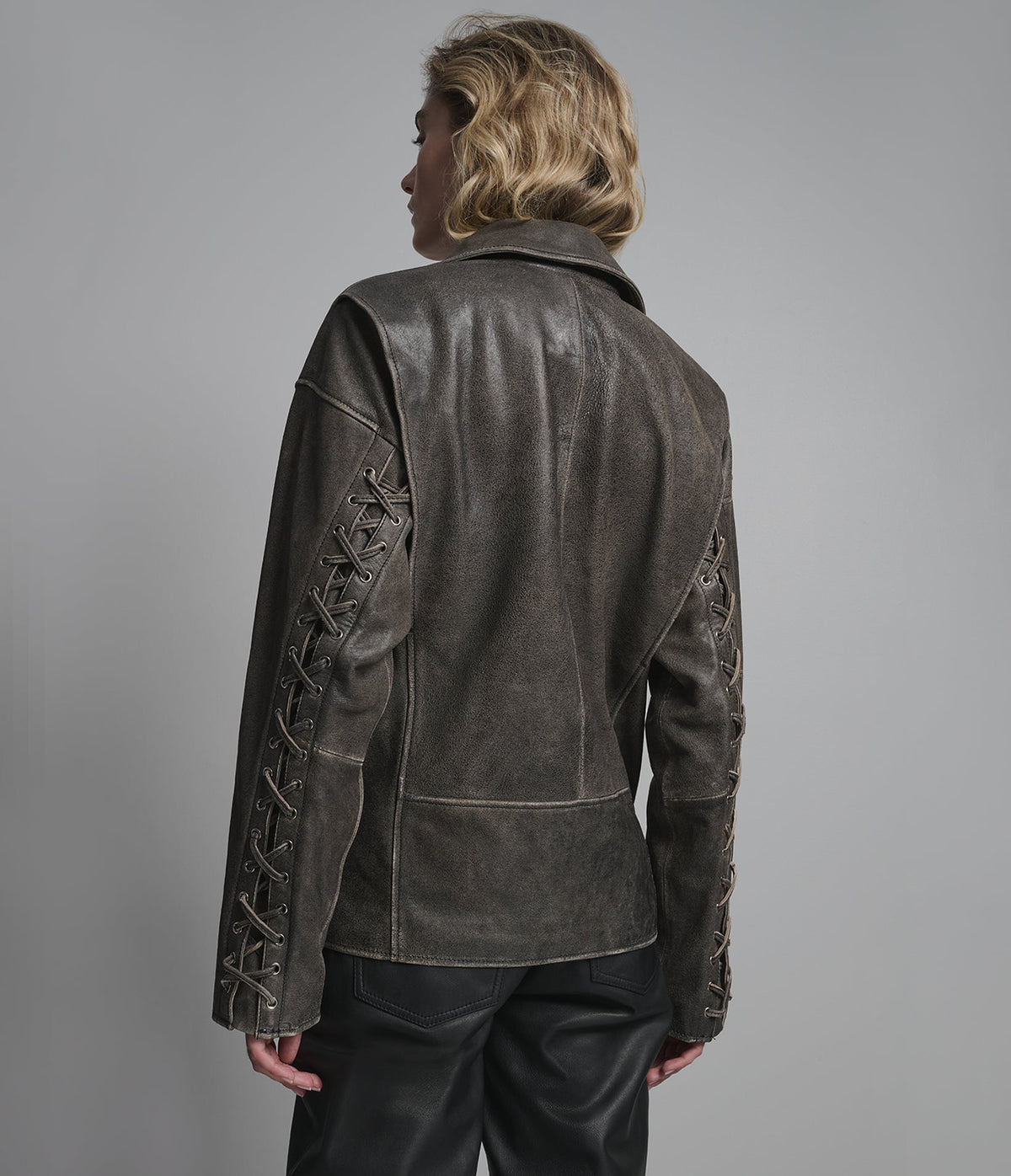 Briana Oversized Asymmetric Leather Moto Jacket