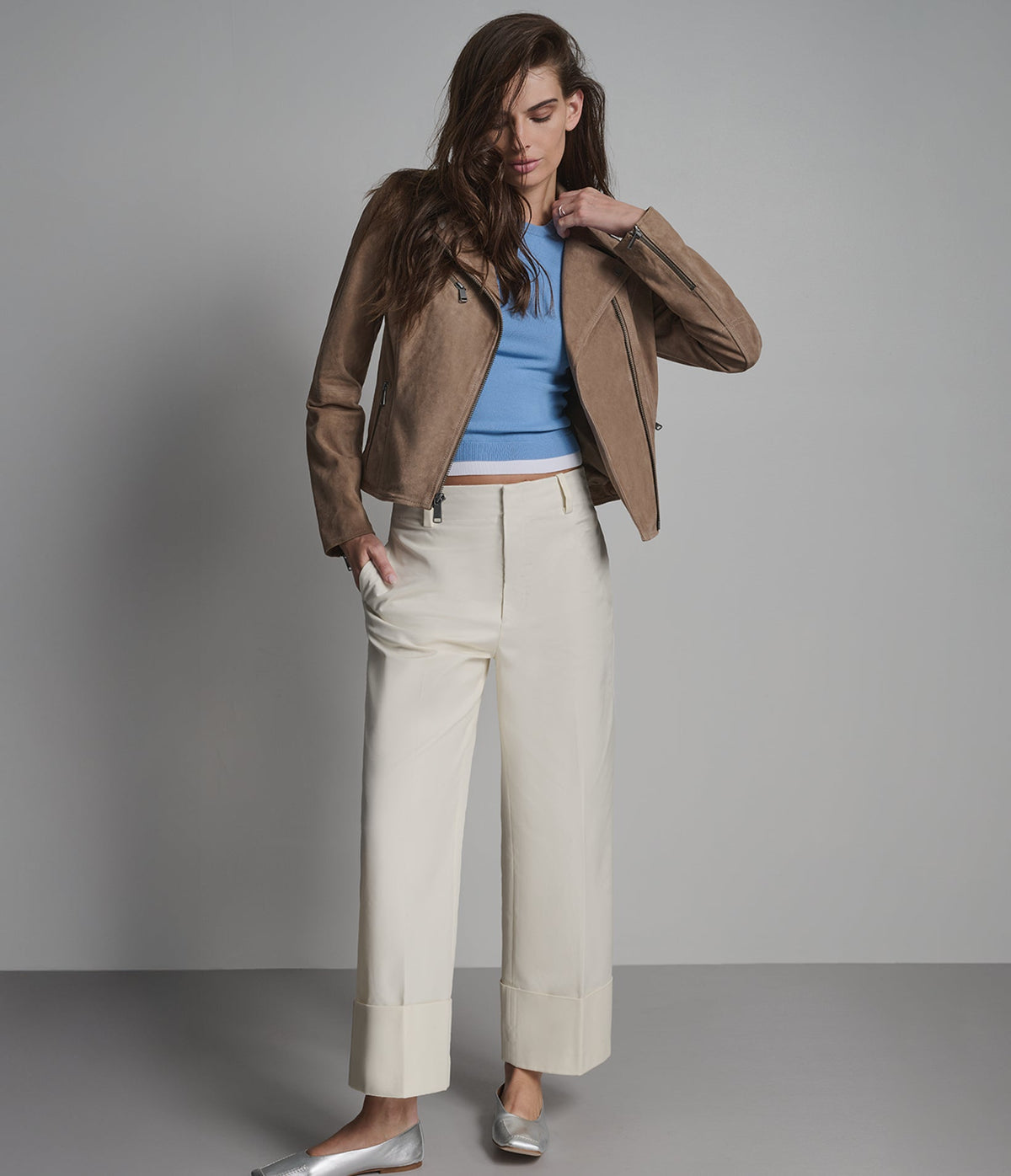 Madeline Suede Quilted Moto Jacket