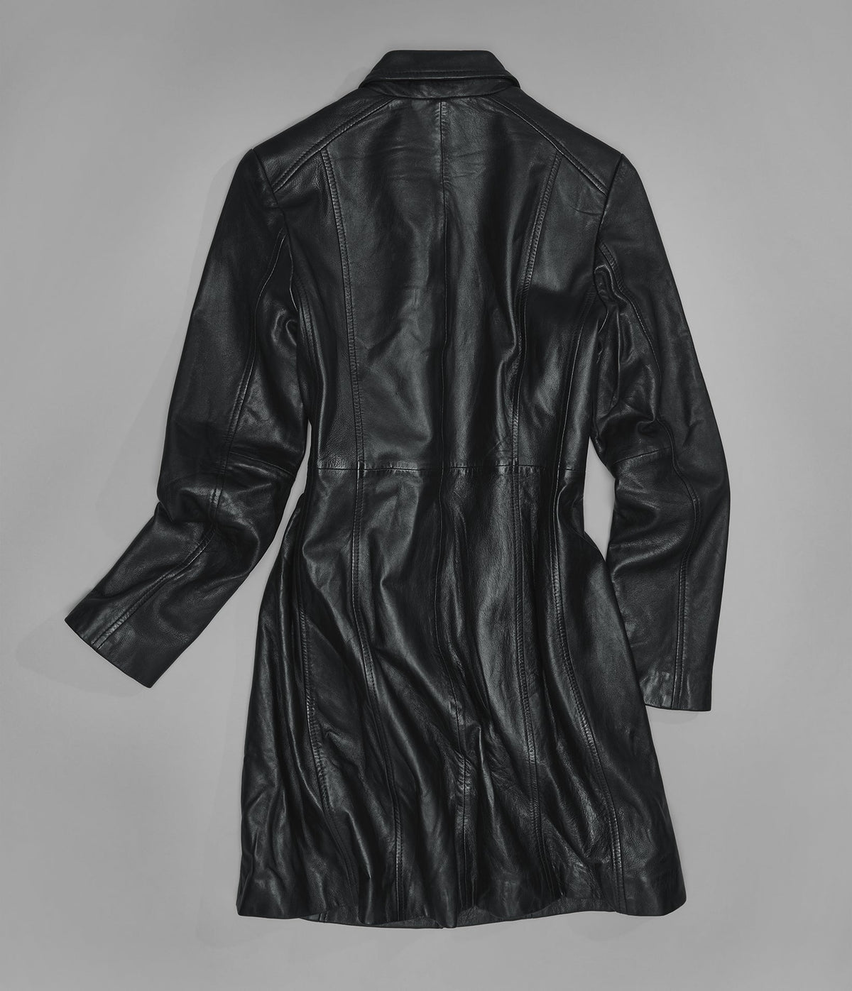 Nora Button Down Leather Trench Coat