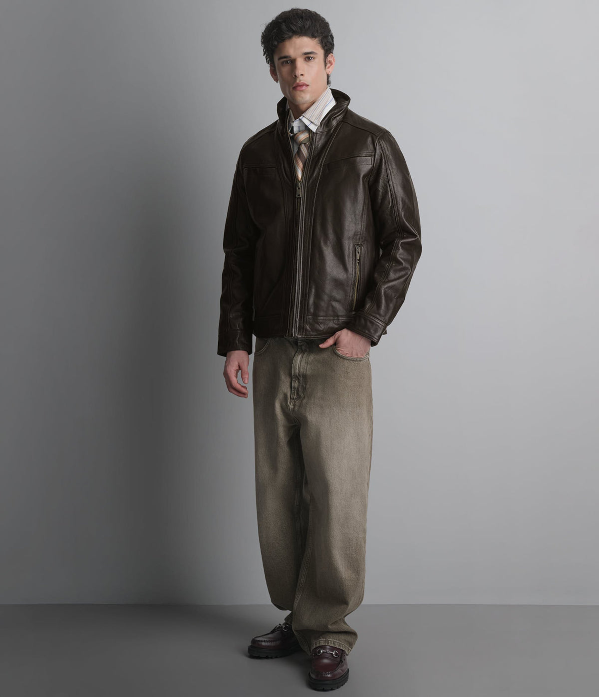 Sean Vintage Leather Racer Jacket