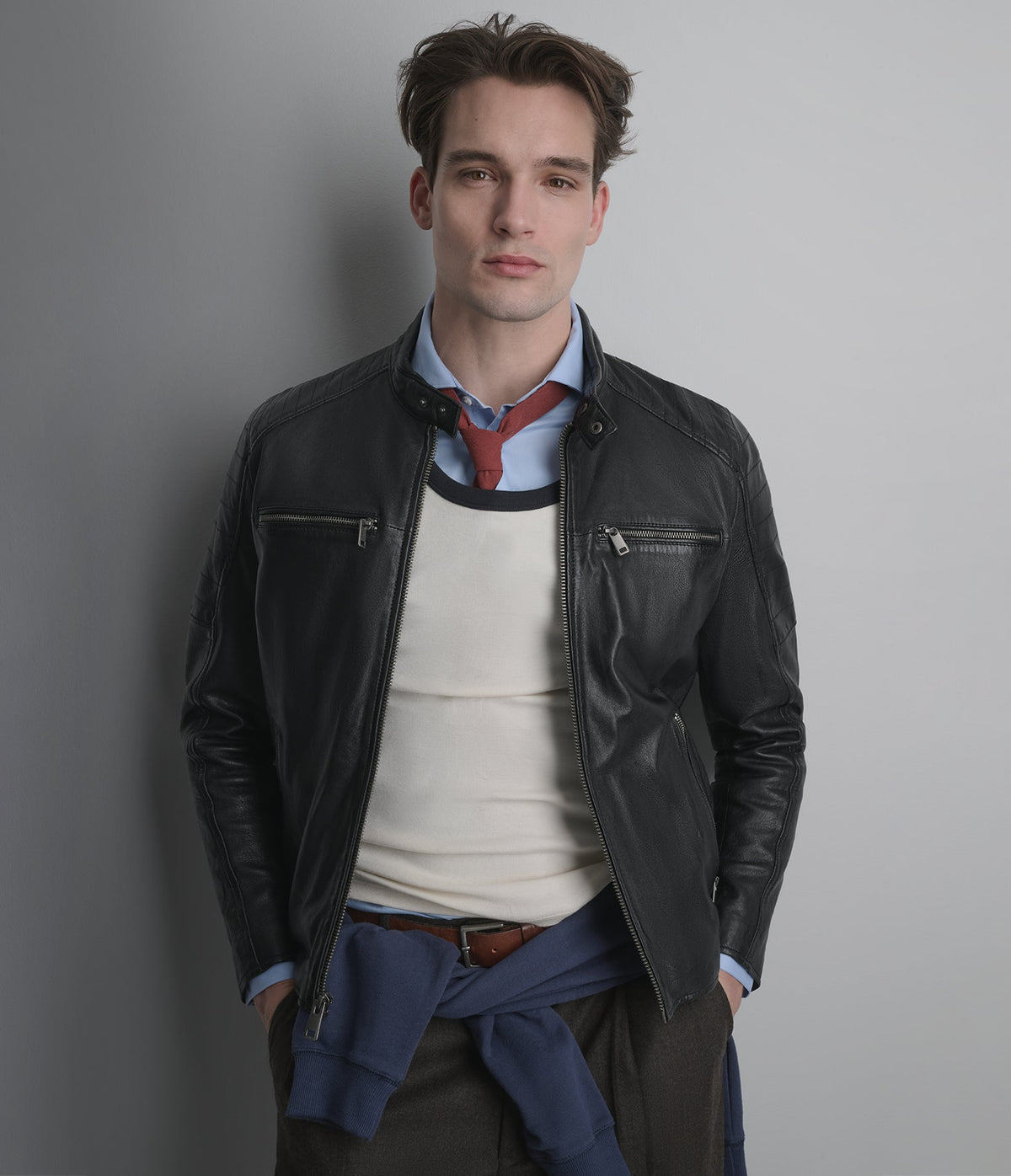 Lance Collarless Moto Jacket