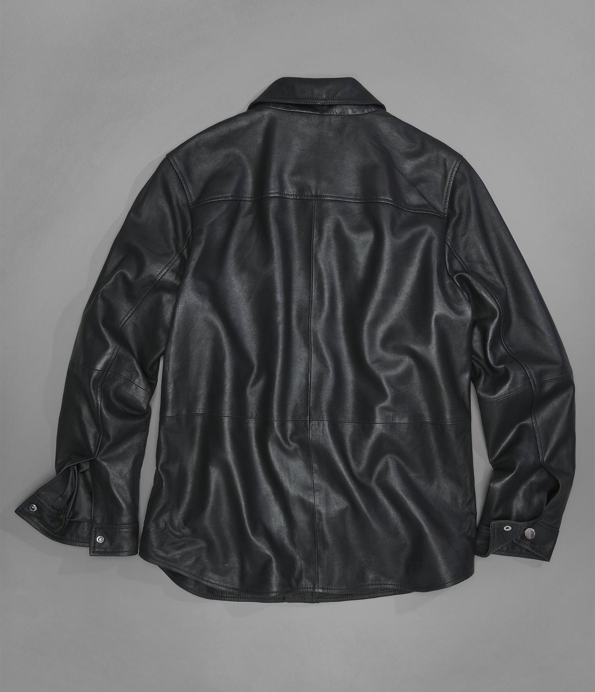Wren Lightweight Leather Snap Front Shirt Jacket