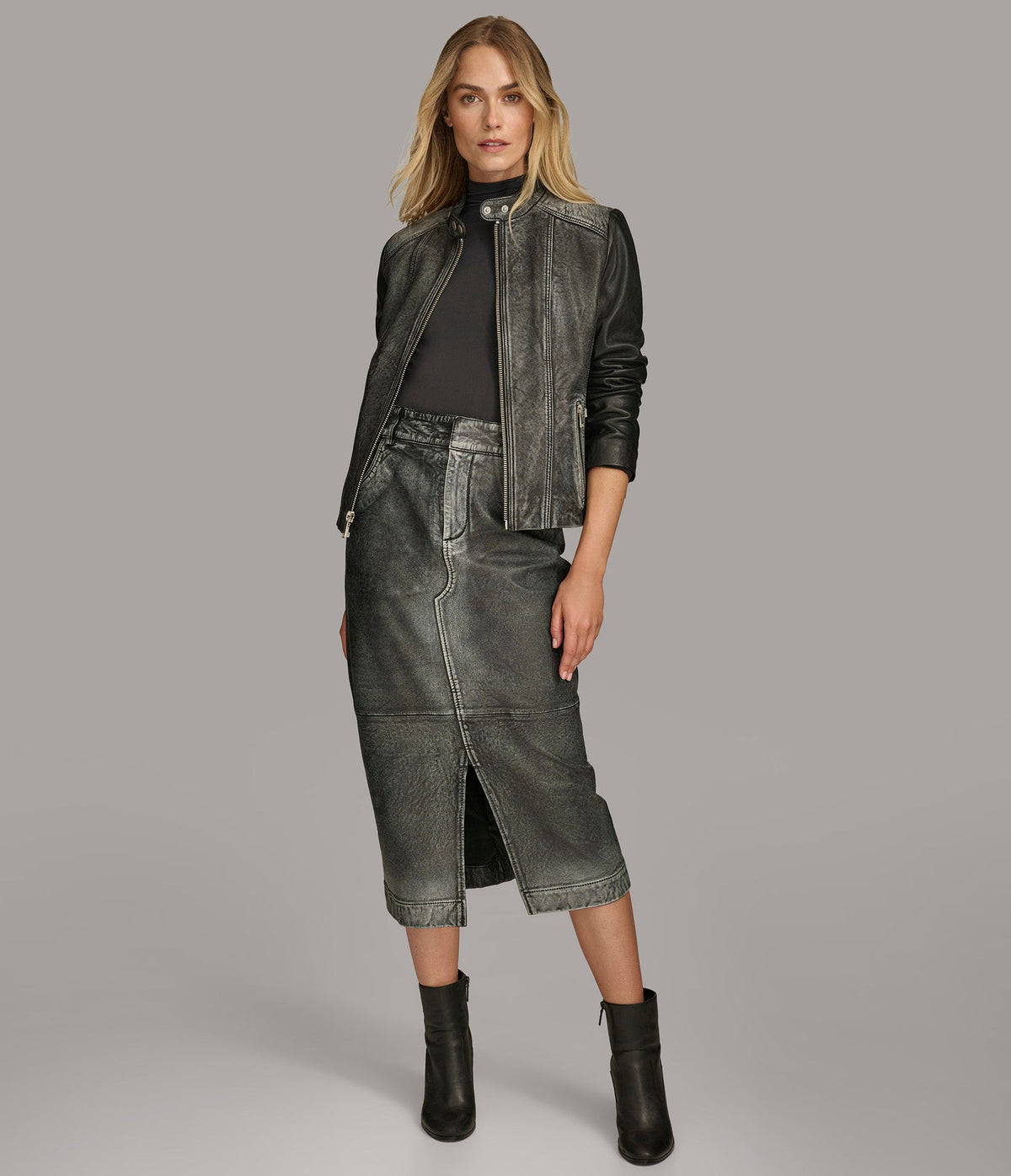 Alora Leather Combo Racer Jacket