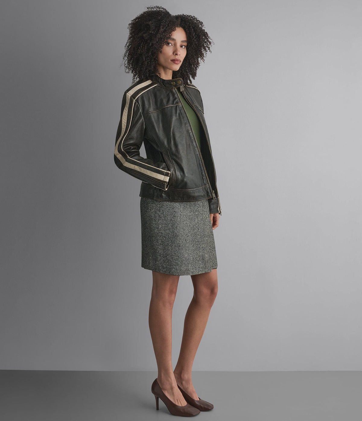Cameron Leather Oversized Racer Jacket