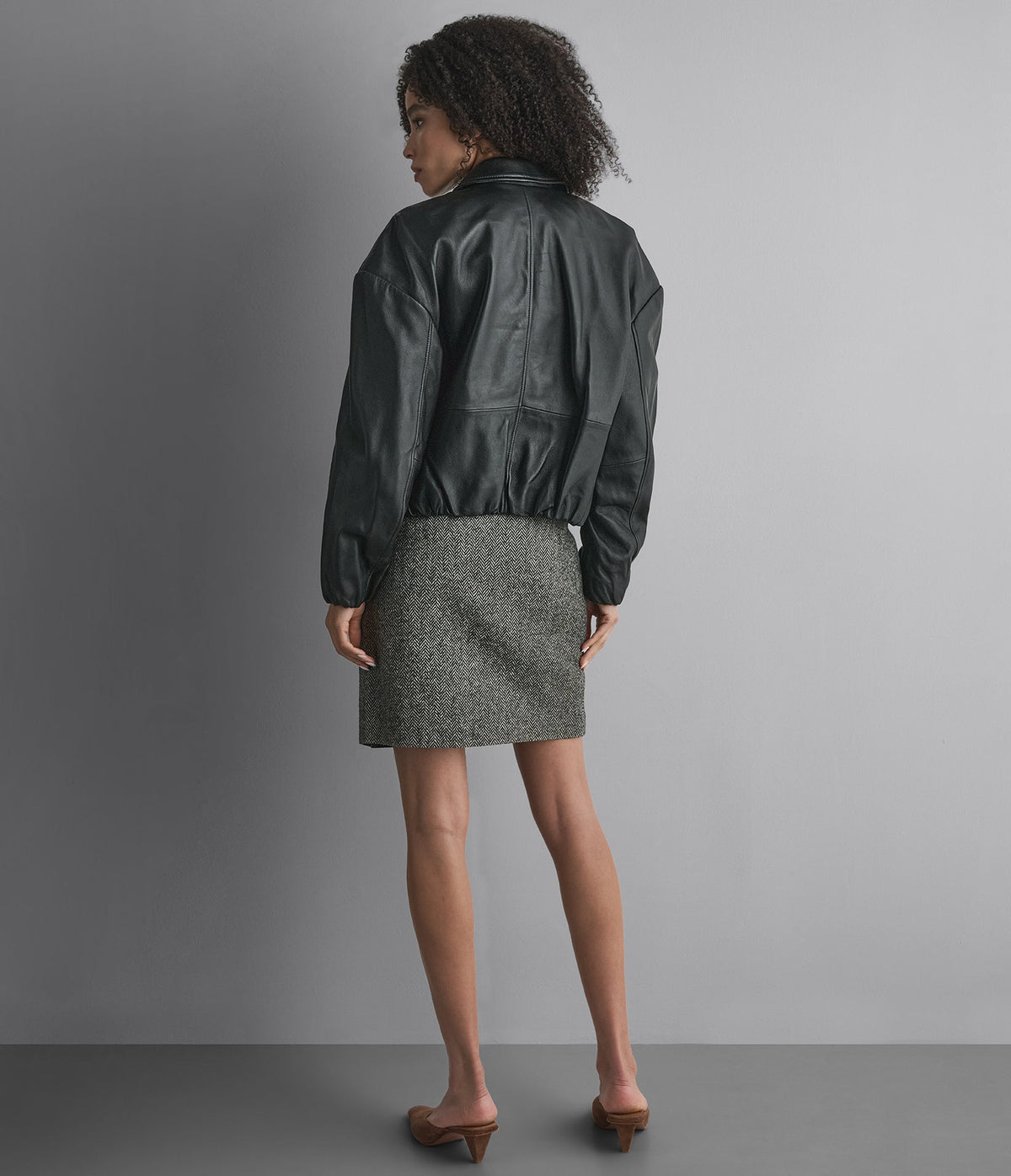 Brooke Leather Bubble Hem Jacket