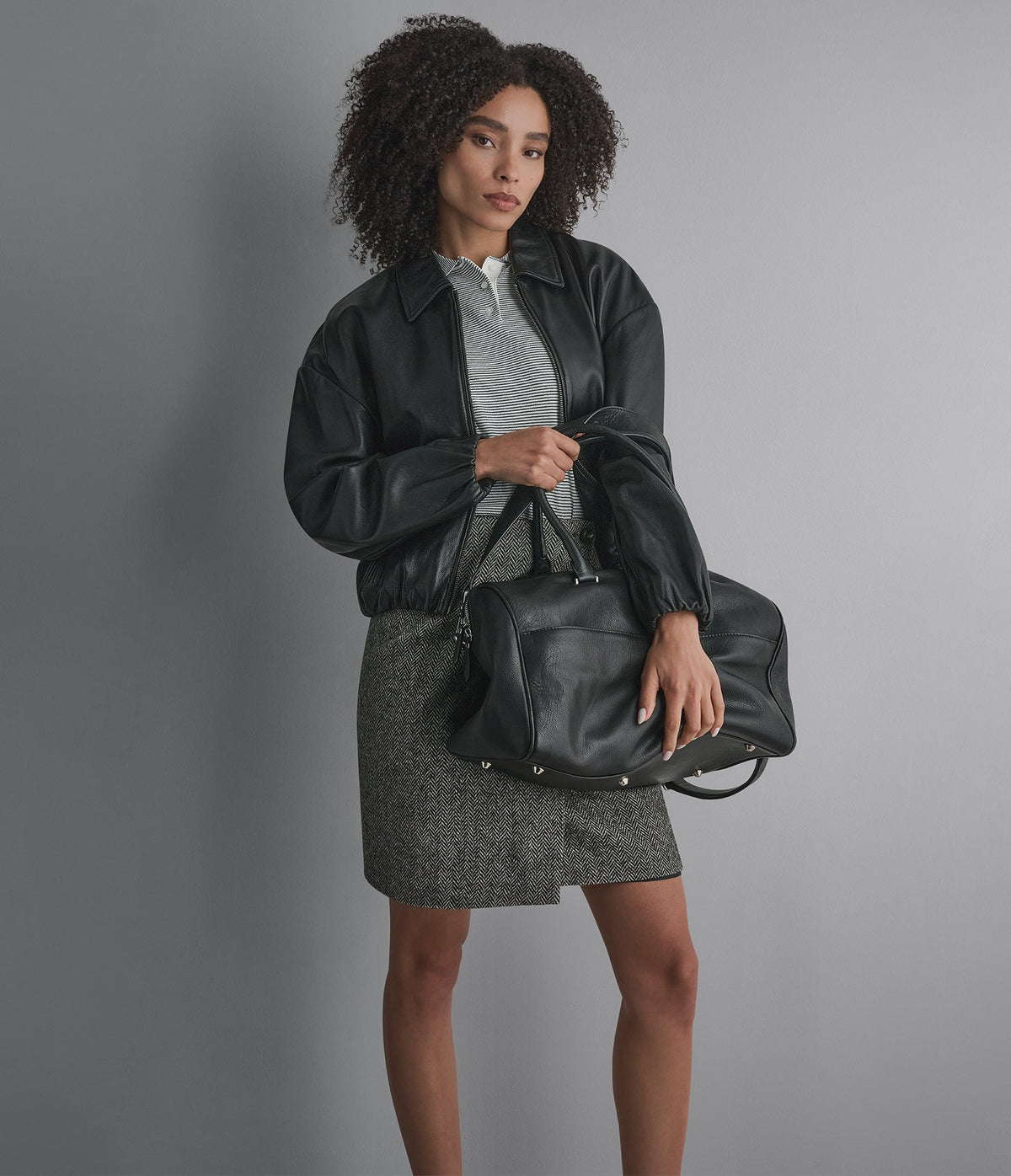 Brooke Leather Bubble Hem Jacket