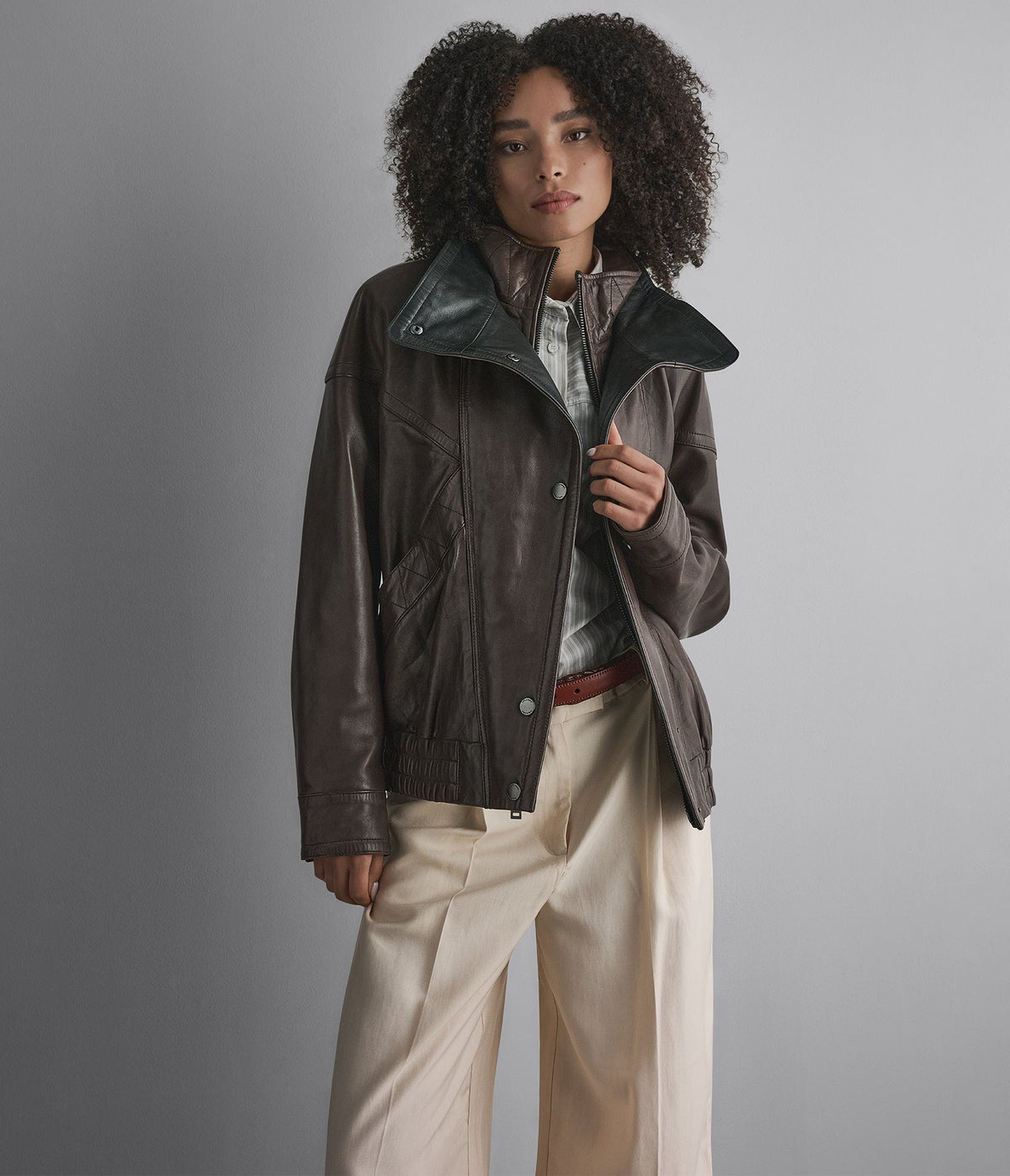 Valerie Leather Double Collared Jacket