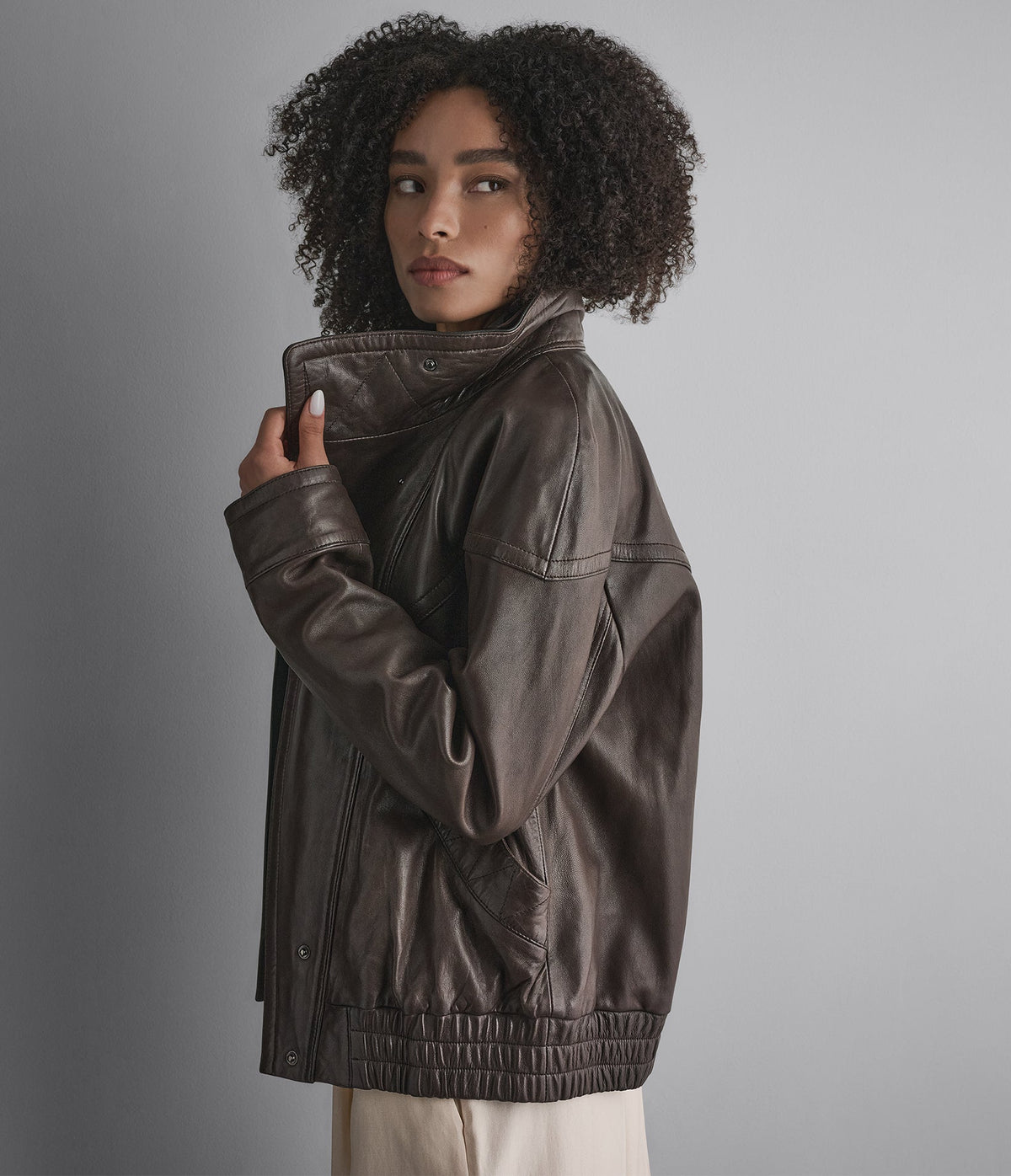 Valerie Leather Double Collared Jacket