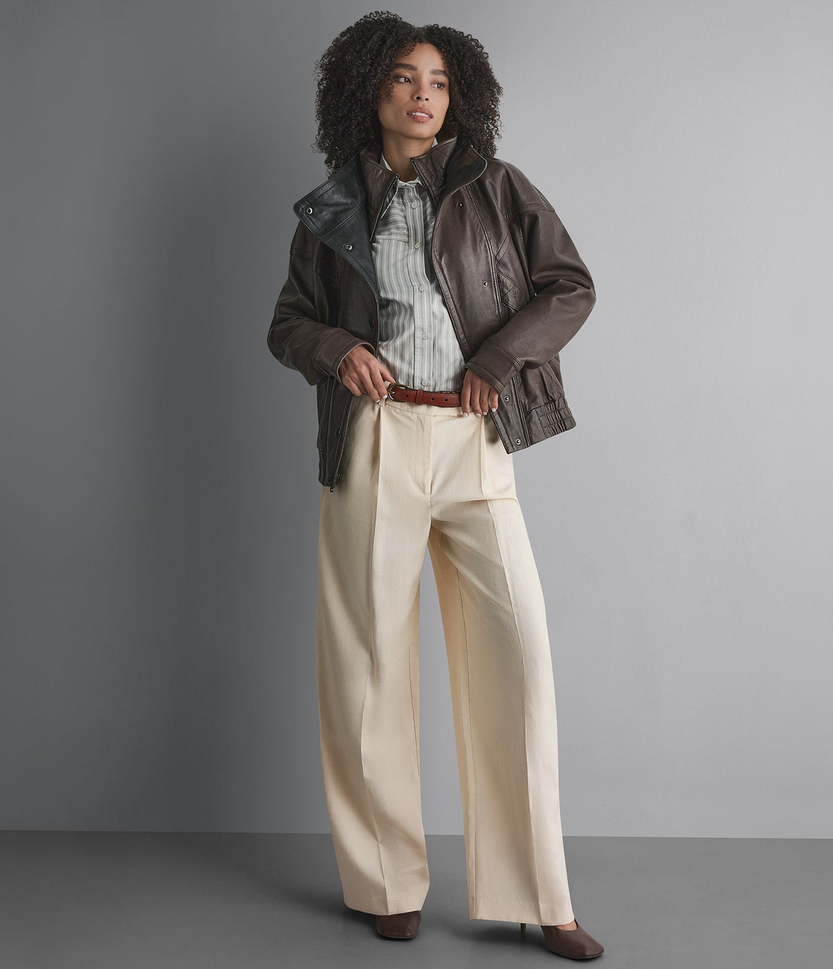 Valerie Leather Double Collared Jacket