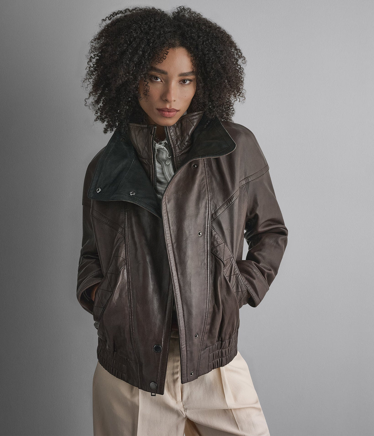 Valerie Leather Double Collared Jacket