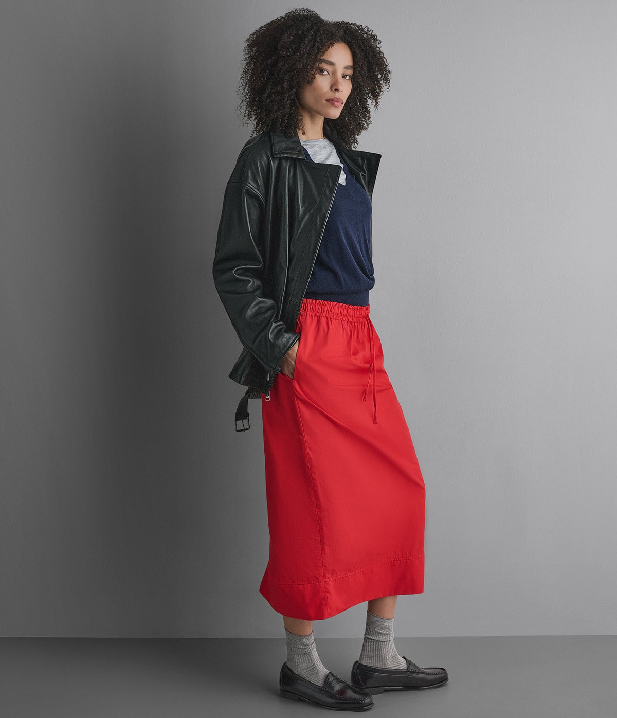 Monroe Leather Belted Asymmetric Moto Jacket