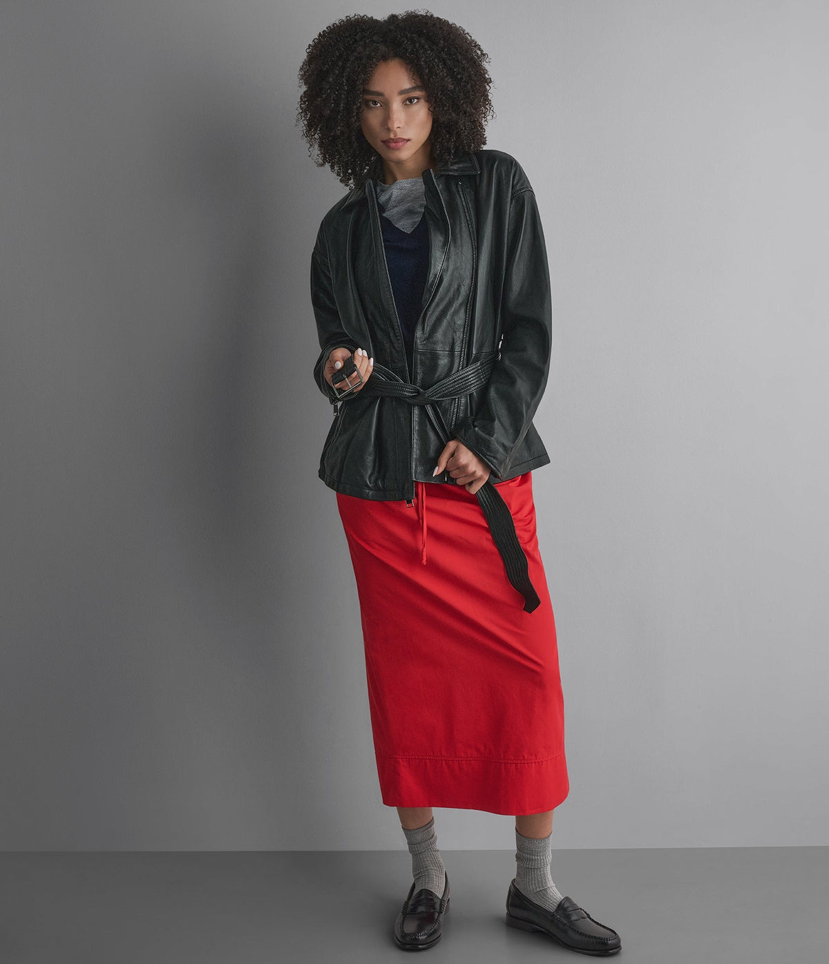 Monroe Leather Belted Asymmetric Moto Jacket