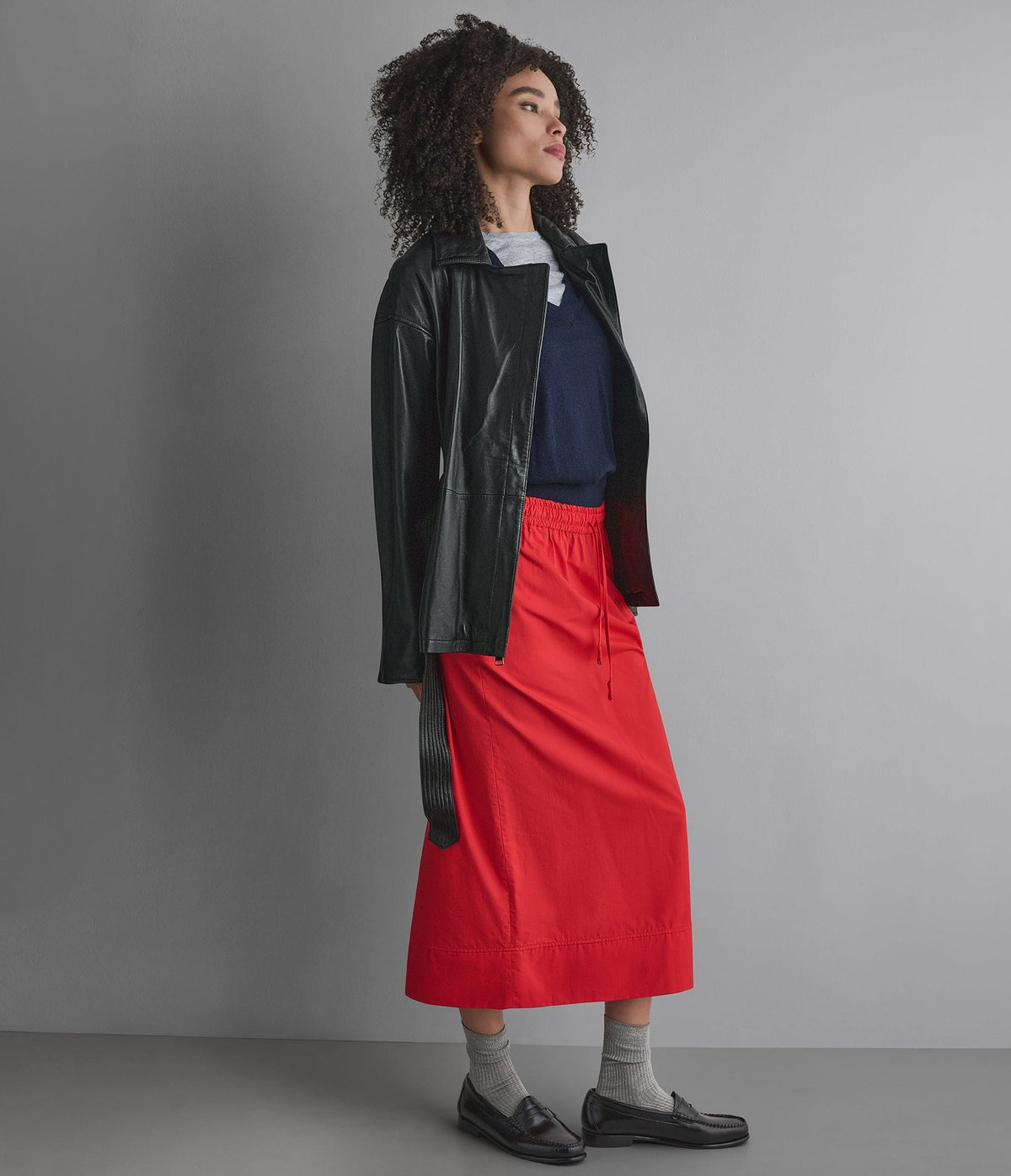 Monroe Leather Belted Asymmetric Moto Jacket