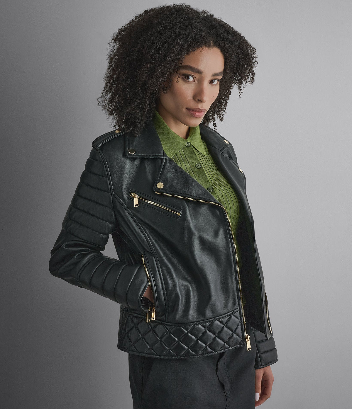 Mila Quilted Leather Moto Jacket