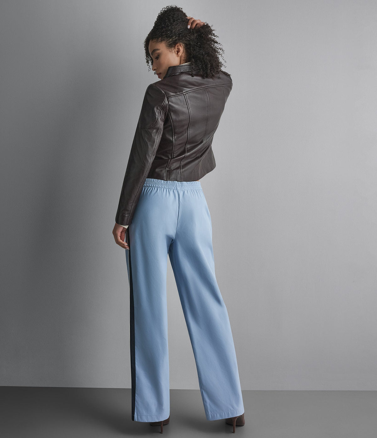 Caitlin Leather Scuba Racer Jacket
