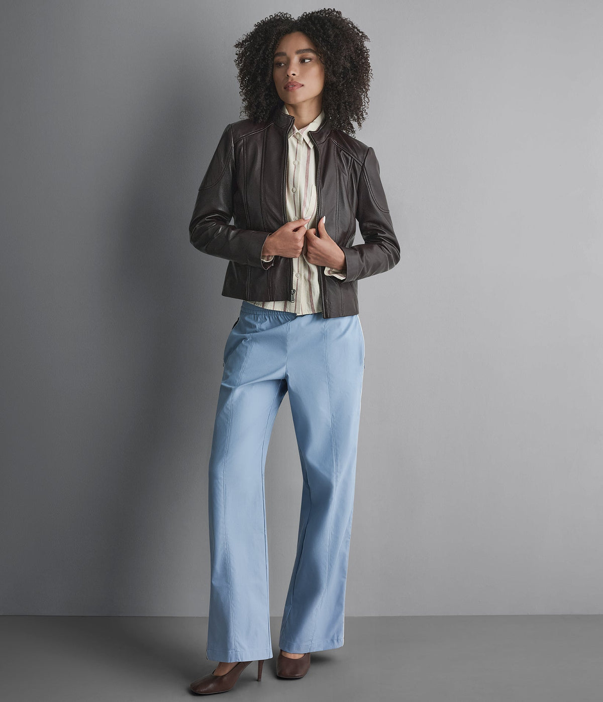 Caitlin Leather Scuba Racer Jacket