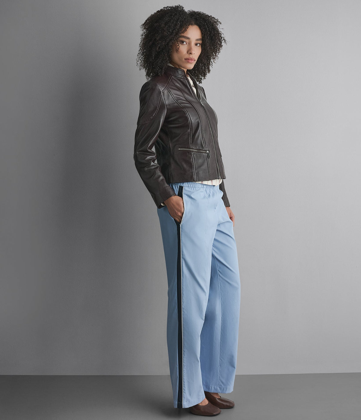 Caitlin Leather Scuba Racer Jacket