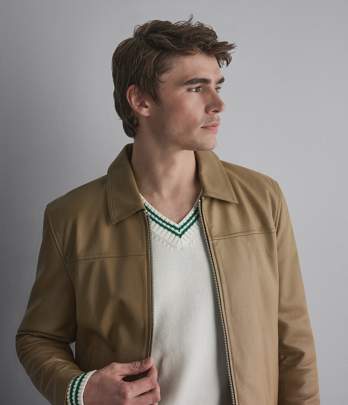 Teddy Leather Zip Up Jacket