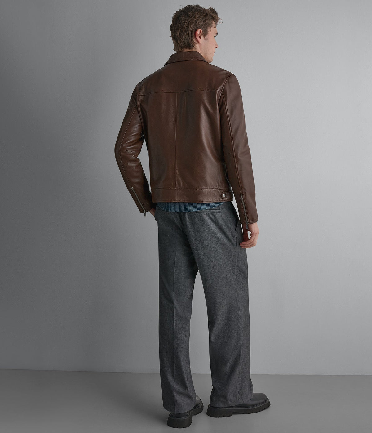Teddy Leather Zip Up Jacket