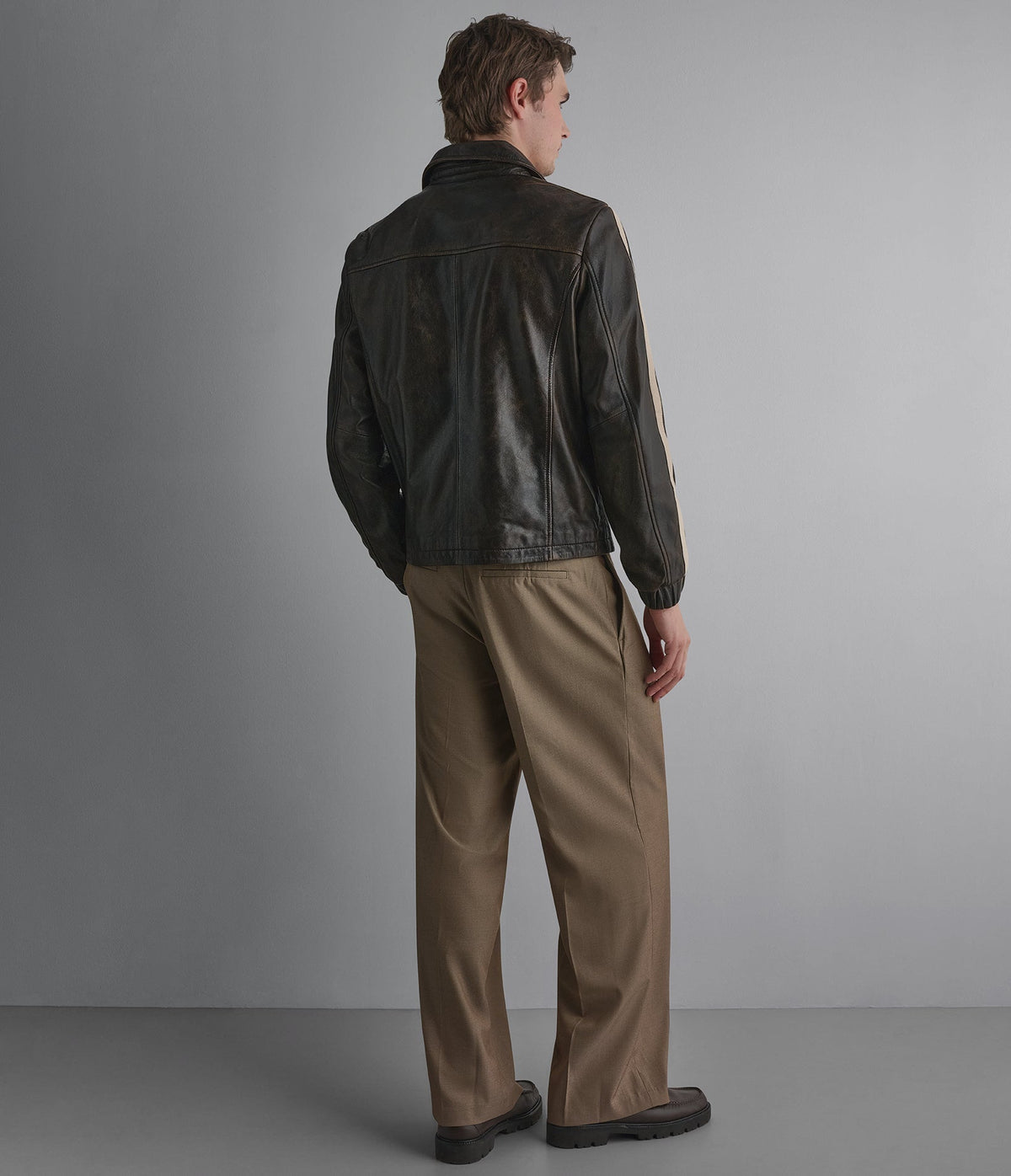 Trent Leather Striped Track Jacket