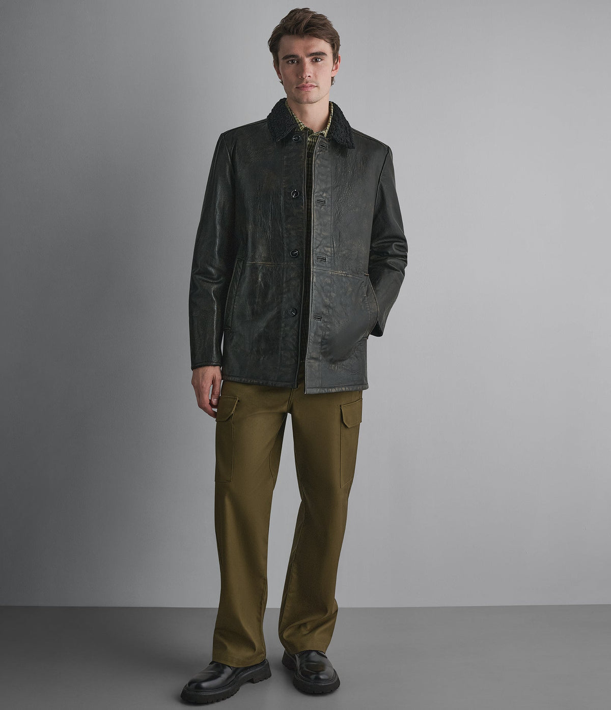 Bruce Faux Shearling Leather Car Coat