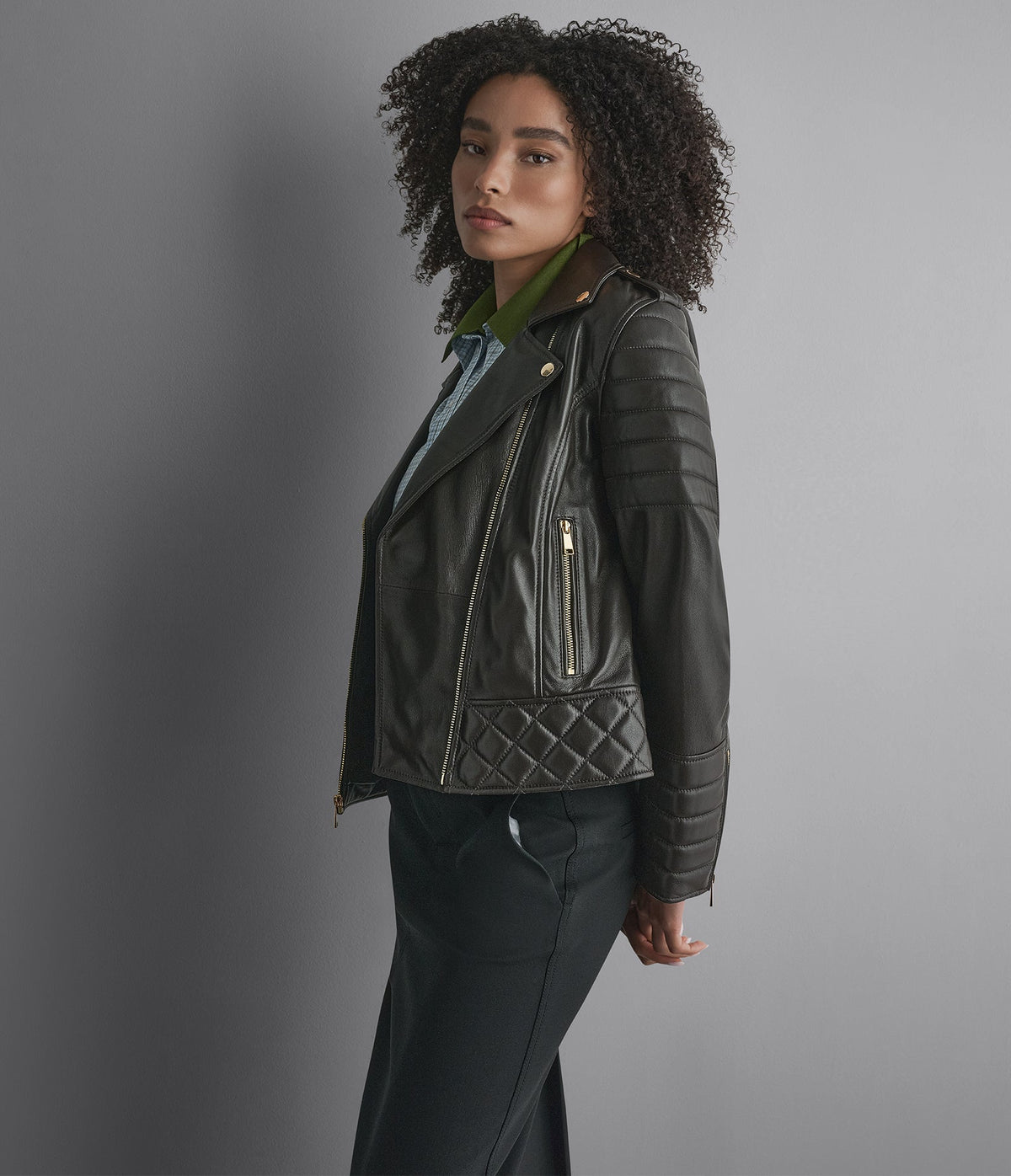 Mila Quilted Leather Moto Jacket