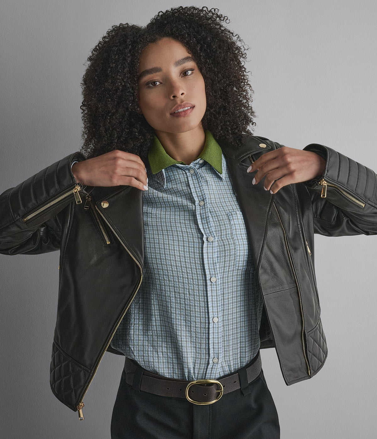 Mila Quilted Leather Moto Jacket