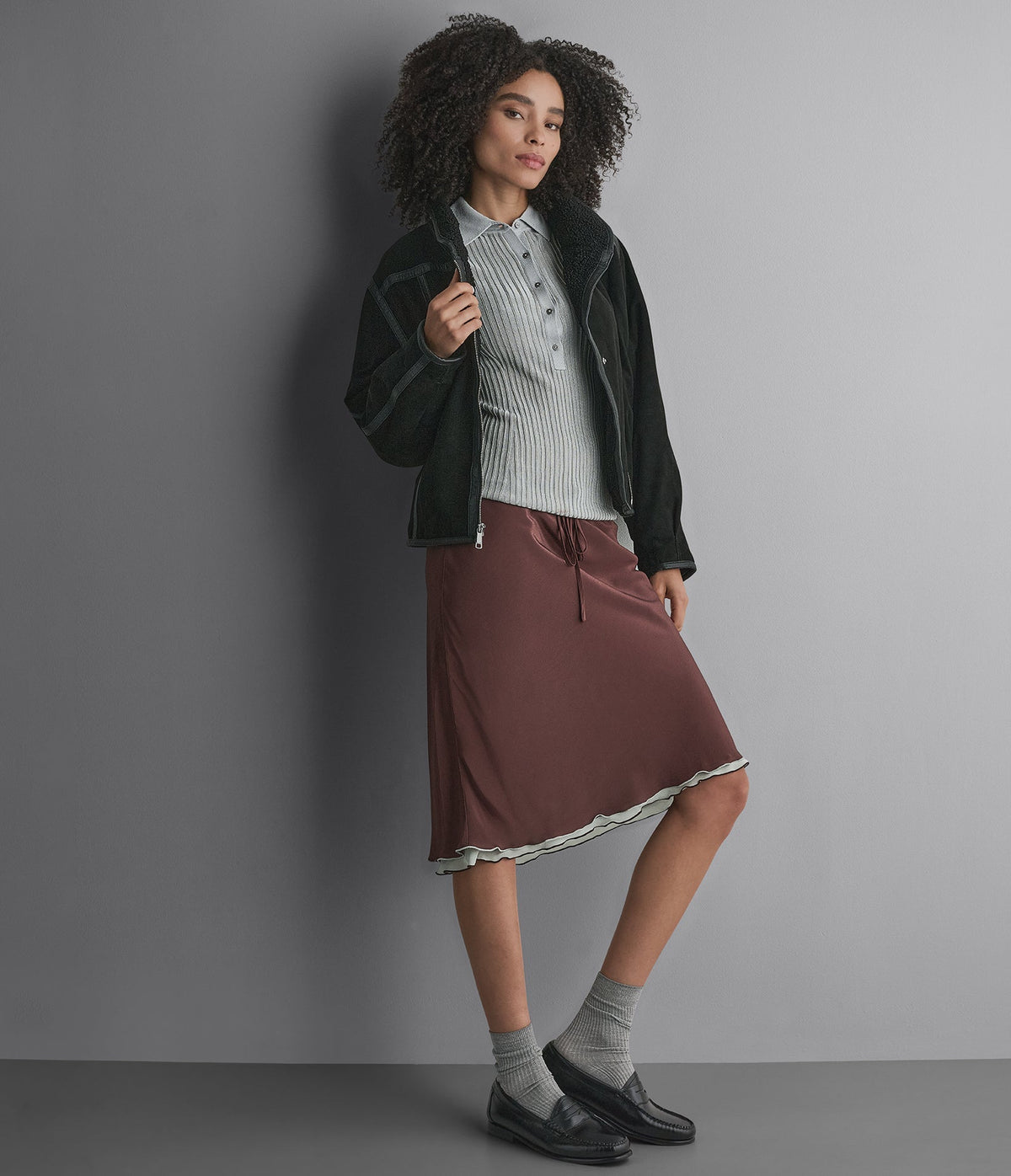 Ashley Faux Shearling Leather Moto Jacket